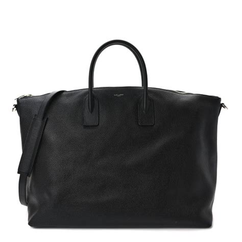 SAINT LAURENT Grained Calfskin Giant Bowling Bag Black 